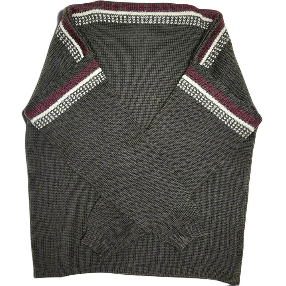 Vintage 70s Obermeyer 100% Wool Apres Ski Sweater Dark Green Austria Aspen XL